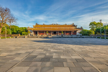 Wonderful view of the Thai Hoa palace in the Imperial City with the Purple Forbidden City within...