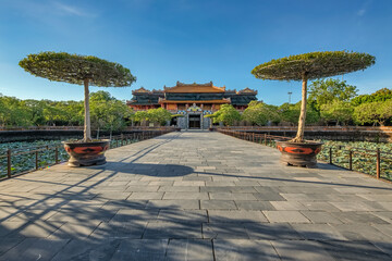 Wonderful view of the Thai Hoa palace in the Imperial City with the Purple Forbidden City within...