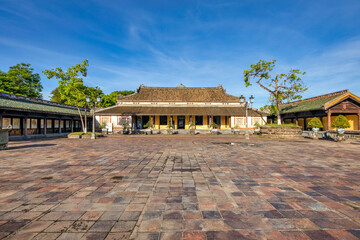 Wonderful view of the Thai Hoa palace in the Imperial City with the Purple Forbidden City within...