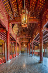 Fototapeta na wymiar Wonderful view of the Thai Hoa palace in the Imperial City with the Purple Forbidden City within the Citadel in Hue, Vietnam. Imperial Royal Palace of Nguyen dynasty in Hue. Hue is a popular 