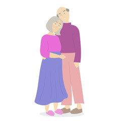 Old couple embracing. Senior characters love 