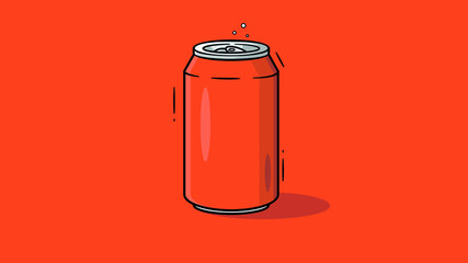 Aluminum orange soda can.Soda can. Non-alcoholic or alcoholic drink. Chilled aluminum  soda can. Isolated on orange background