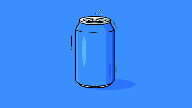 Soda can in aluminium.  Bottled drink, vitamin juice, carbonated or natural water in cans, vector illustration isolated on a blue background