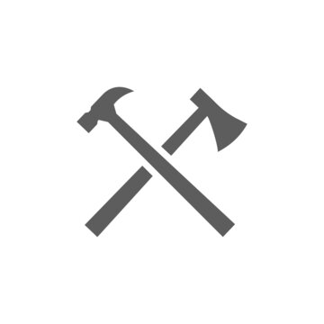 ax hammer cross logo design vector isolated on white background.