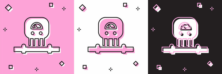 Set Smart sensor system icon isolated on pink and white, black background. Internet of things concept with wireless connection. Vector