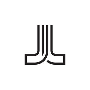 abstract line letter JL logo design concept isolated on white background.