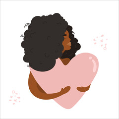 Afro Woman with Curly hair self love, myself