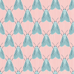 Seamless pattern with beautiful moths and night butterfly.Vector illustration.