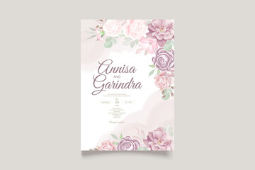 Beautiful floral frame wedding invitation card template Premium Vector