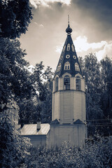 Fototapeta na wymiar Bell tower of the Assumption Church