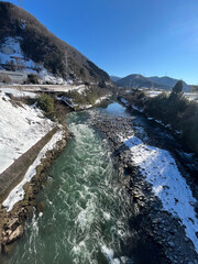 mountain river in winter