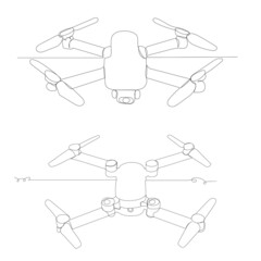 quadrocopter one continuous line drawing, isolated, vector