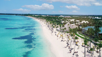 aerial view of an amazing exotic tropical beach in the caribbean, Punta Cana, Dominican Republic