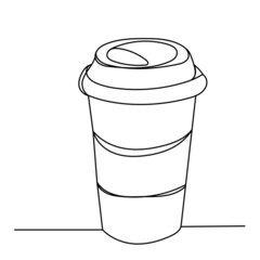 cup with coffee one continuous line drawing, isolated, vector