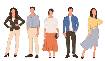 Obraz premium people man and woman, sketch, vector