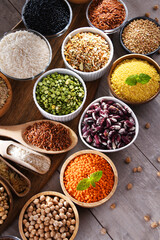 Composition with different kinds of dry food products