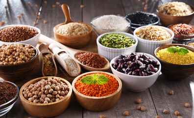 Composition with different kinds of dry food products