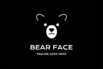 Simple Minimalist Bear Head Face Silhouette Logo Design Vector