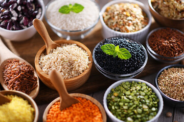Composition with different kinds of dry food products