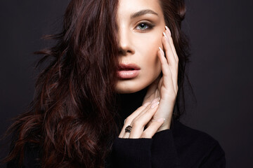 Fototapeta premium sensual beautiful girl with make-up and curly Hair