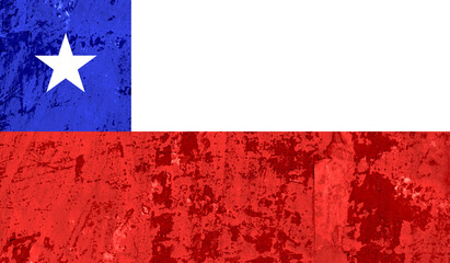 Chile flag on old paint on wall. 3D image
