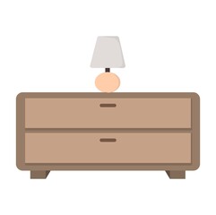Vector illustration of a short consul desk with a night lamp, for home furniture advertising