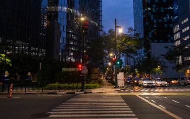 Urban city traffic at night