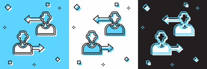 Set Substitution football player icon isolated on blue and white, black background. Players exchange in association soccer. Vector