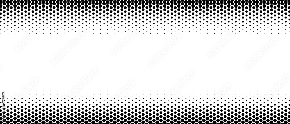 Poster halftone abstract frame. monochrome texture made of geometric shapes. a linear pattern in mosaic of 