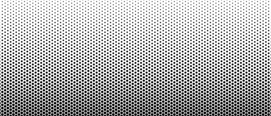Halftone abstract background. Monochrome texture made of geometric shapes. Linear pattern in mosaic of polygons. Design of banner, poster website, frame for social networks. Vector illustration.