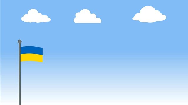Ukrain Flag Waving In The Air Europe