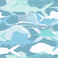 Abstract fish pastel seamless pattern. Vector illustration. © olgdesigner