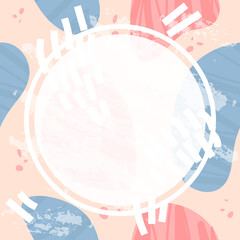 Abstract vector background with shapes in scribble and doodle style in pastel trendy colors as a template for your social media content and banners or flyers. Seamless texture