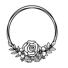Valentine floral frame, Monogram wreath frame clipart