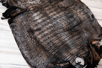 brown dyed alligator natural leather - material for handbags and shoes	
