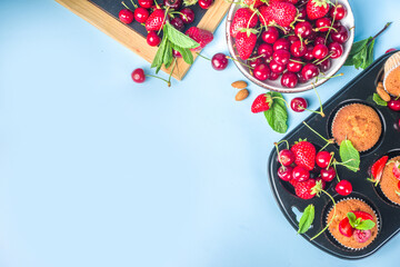 Summer baking, berry muffins