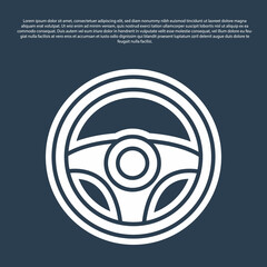 Blue line Steering wheel icon isolated on blue background. Car wheel icon. Vector