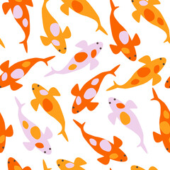 Seamless pattern with koi fishes. Colorful texture, vector