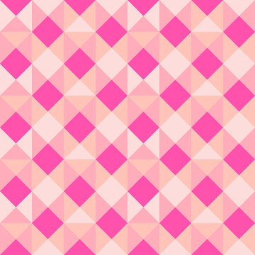 Pink pastel geometric seamless pattern in rustic style, vector