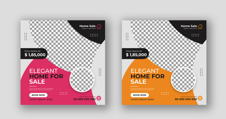 Business social media post square home sale banner template