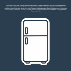 Blue line Refrigerator icon isolated on blue background. Fridge freezer refrigerator. Household tech and appliances. Vector