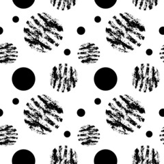 Abstract vector pattern with scribble shapes in doodle style in black monochrome color as a template for textile or web headers and banners or flyers. Seamless texture