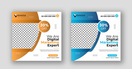 Business social media post square flyer Digital marketing banner template