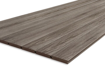 Exterior wooden decking or flooring isolated on white background