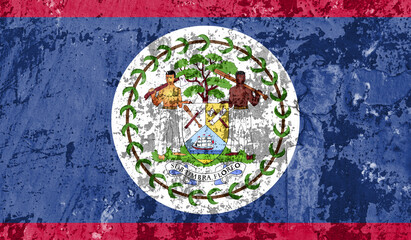 Obraz premium Belize flag on old paint on wall. 3D image
