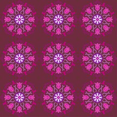 seamless pattern pink violet mandala floral creative design vector illustration background