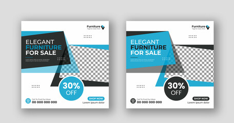 Business social media post square flyer furniture sale banner template
