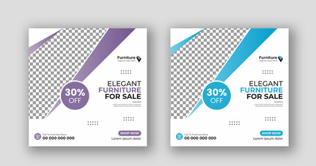 Business social media post square flyer furniture sale banner template