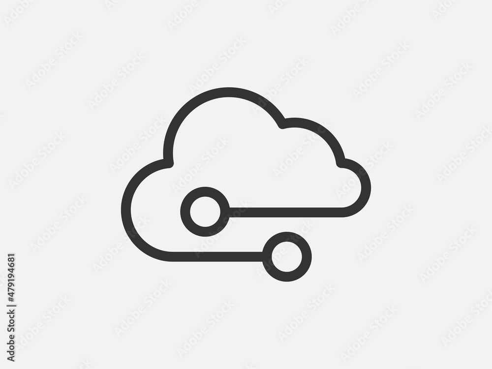 Poster technology icon vector cloud computing connection. big data global server. line design symbol.