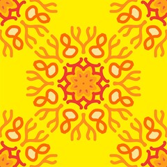 seamless pattern yellow red soft rose maroon vintage floral flower mandala interior flat design burgundy background vector illustration